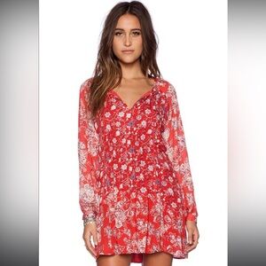 Free People Lucky Loosey Boho dress in blood orange combo Size Medium